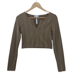 Altar’d State Intimates Ribbed Pointelle Crop Top Women's Size Large Extra Large